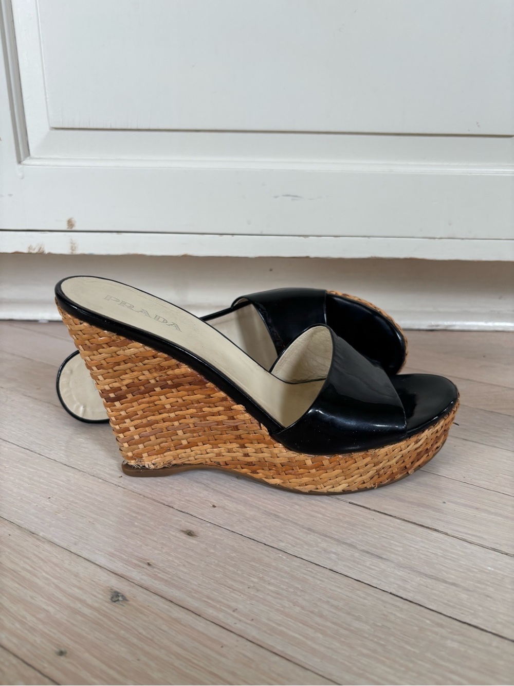 Prada Black Patent Leather Slide Mules - Picture 15 of 15